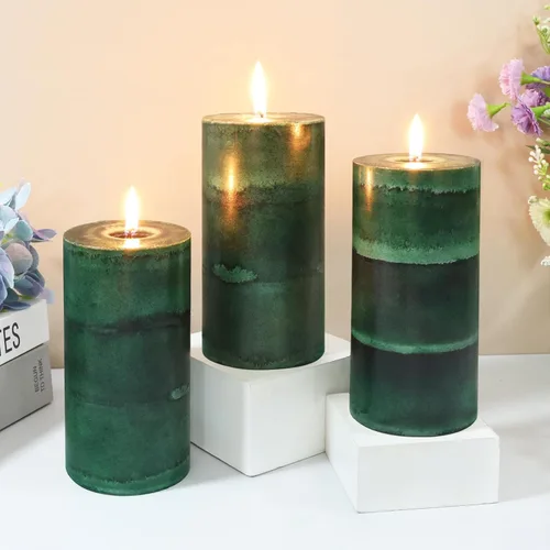 Vista 28 de Velas aromáticas de pilar FLAVCHARM de larga duración, sin goteo, rojas, 3x4 pulgadas