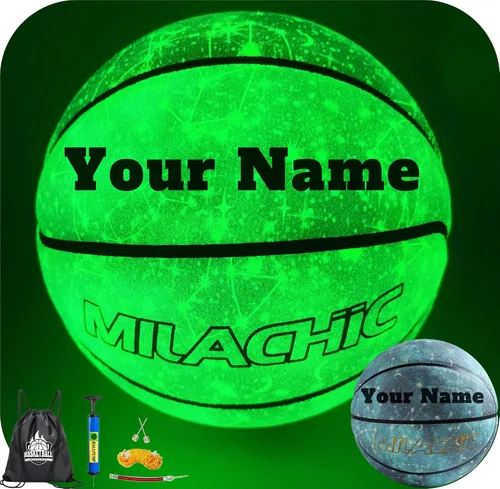 Vista 6 de Balón de baloncesto personalizado, que brilla en la oscuridad, regalo de baloncesto personalizado tamaño 7 (29.5"), tamaño 6 (28.5"), tamaño 5 Verde