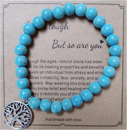 Vista 9 de GelConnie Regalos de recuperación pronto pulseras de relajación curativa de piedra natural, cuentas de yoga de cristal antiansiedad de 0.315 in