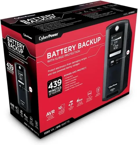 Vista 9 de CyberPower CST135UC 1350VA/810W Simulated Sinewave LCD Sistema UPS de respaldo de batería, negro