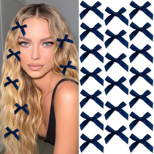 Vista 20 de 20 piezas de lazos negros para el cabello con cinta, clips tipo cocodrilo para el cabello, pasadores para el cabello para adolescentes, pinzas