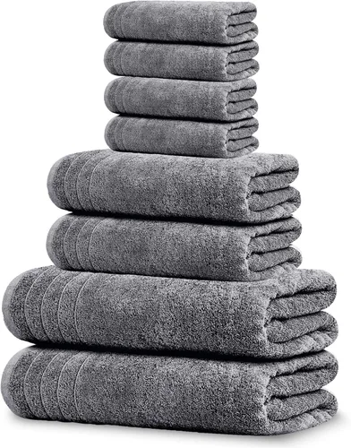 Vista 10 de Tens Towels Juego de 8 toallas, 2 extra grandes para baño, 2 para manos, 4 paños, 100% algodón, peso más ligero, secan más rápido, superabsorbentes