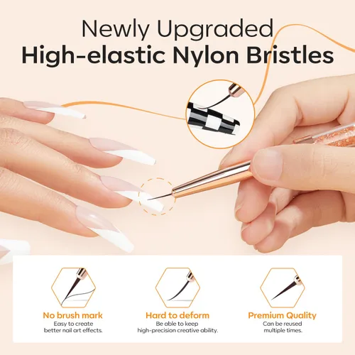 Vista 4 de modelones Pinceles de arte de uñas con esmalte de uñas de gel floreciente, kit de diseño de uñas de mármol transparente de 0.5 fl oz, accesorios