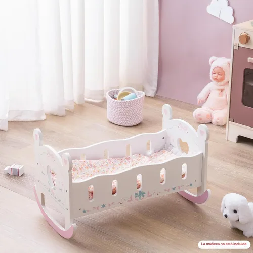 Vista 7 de [Usado] ROBOTIME Cuna de Madera para Muñecas Bebé, Cama Cuna de Muñeca para Muñecas de 18-24 Pulgadas, Juego de Cuna para Muñecas Bebé con Manta