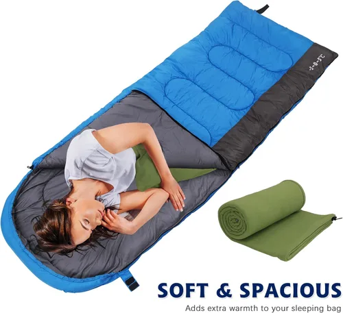 Vista 4 de Forro polar para saco de dormir, 75 pulgadas de largo con cremallera de microfibra de forro polar de viaje, saco de dormir individual, manta