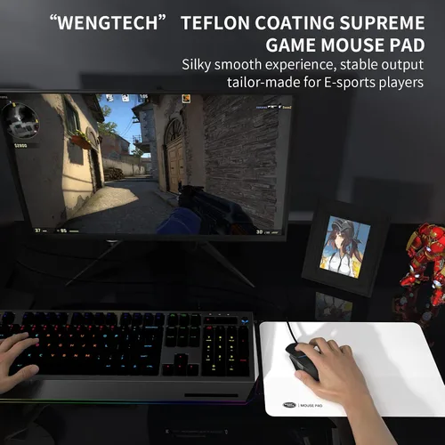 Vista 2 de WengTech Teflon Gaming Mouse Pad Waterproof Anti-Slip Slim Mouse Pad for Gamers Medium 137X 94X 002 inch - White
