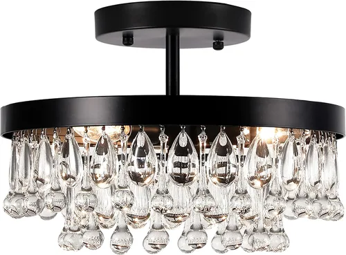 Vista 8 de SEOL - Lámparas de techo antiguas de oro con cristal, redondas, grandes, colgantes, lámpara de techo para comedor, recámara, sala de estar, 3 luces