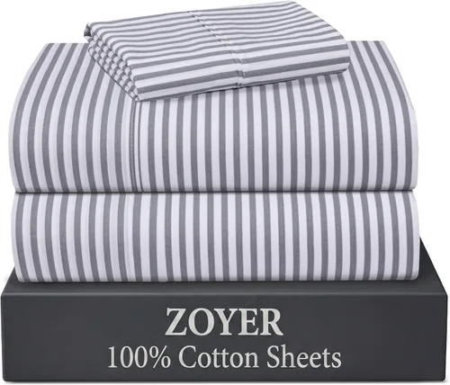 Vista 39 de ZOYER Sábanas de 100 % algodón percal tamaño individual, refrescantes y transpirables, duraderas, con una sensación nítida, suave y cómoda, bolsillo