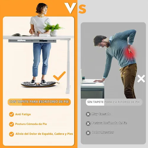 Vista 2 de Trobing Alfombrilla para escritorio de pie con tabla de equilibrio, tabla antifatiga de madera con bola rodante, tabla de equilibrio para escritorio