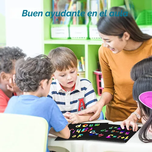 Vista 6 de Paquete de 2 juegos de arte de papel para rascar: cuadernos, suministros de Negro profundo