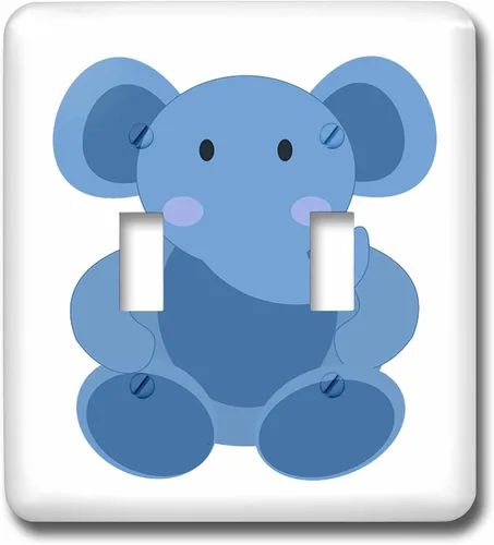 Vista 4 de 3dRose lsp_204243_1 Impresión de dibujos animados de elefante azul bebé, interruptor de palanca individual, multicolor