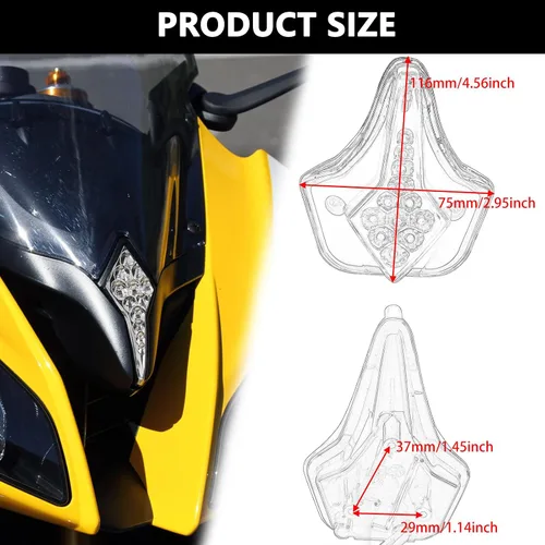 Vista 5 de Indicadores de motocicleta compatibles con Yamaha YZF-R6 2008-2016 LED luz de marcha delantera ahumada