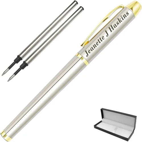 Vista 8 de Bolígrafos personalizados, bolígrafo y estuche grabados personalizados, regalos personalizados para padre, jefe, oficina, cumpleaños y graduación
