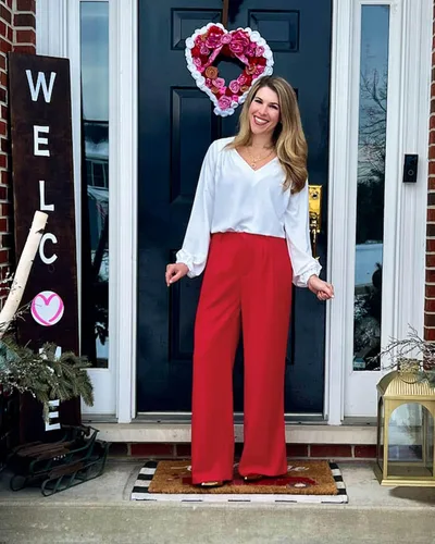 Vista 7 de GRAPENT Pantalones de pierna ancha para mujer, para trabajo, negocios, casual, de cintura alta, pantalones de vestir fluidos para la oficina