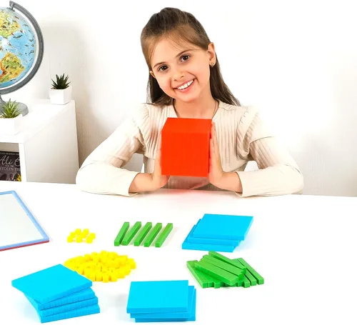Vista 5 de Simply magic 131 bloques base de diez bloques para matemáticas – Bloques de valor posicional, base 10 manipulativos matemáticos K-3, contadores