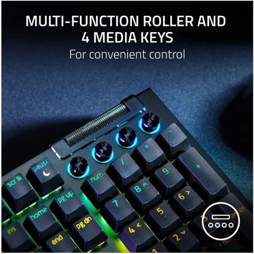 Vista 5 de Razer RZ03-04690200 BlackWidow V4 Teclado mecánico con interruptor verde con cable de tamaño completo con Chroma RGB (renovado)