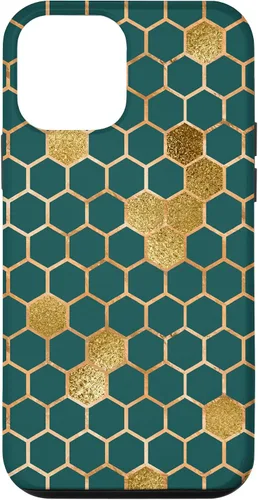 Vista 16 de Bees Honeycomb Pattern Print Honey Hexagon Bees Hive - Green Case for iPhone 17
