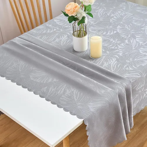 Vista 21 de Mantel Redondo Aqua Jacquard Pequeño de 40 Pulgadas, Manteles para Mesas de hasta 26" de Diámetro, Impermeable, Lavable, Sin Arrugas, Tela Suave