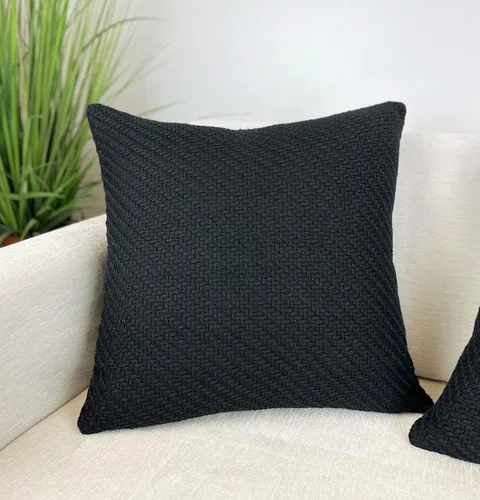 Vista 4 de Aiking - Juego de 2 fundas de almohada suaves y decorativas, de doble cable, 18 x 18 pulgadas, color negro