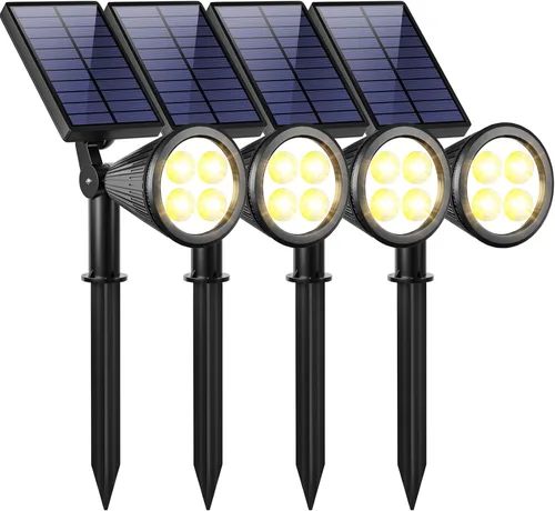 Vista 9 de URPOWER Luces solares para exteriores, focos solares 2 en 1 impermeables con 2 modos de iluminación, focos solares ajustables con encendido y Blanco