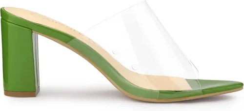 Vista 7 de Allegra K Sandalias transparentes de tacón grueso para mujer