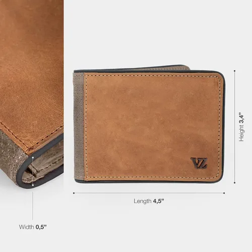 Vista 3 de VELEZ Carteras de cuero genuino para hombre Beige Vintage