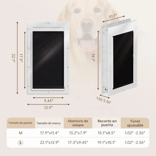 Vista 6 de Puerta de perro grande para puerta, mascotas de hasta 100 libras