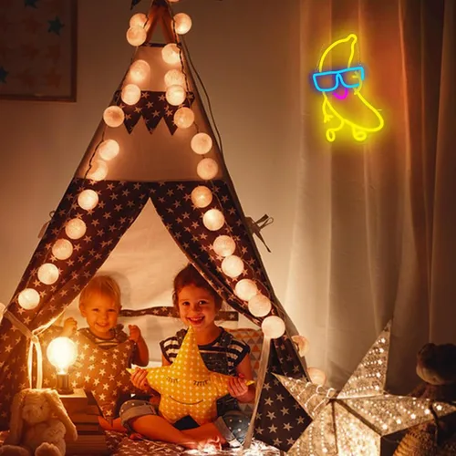 Vista 6 de Letrero de neón de plátano bailarín, luz de neón de plátano, letrero con luz LED para decoración de pared, regulable para arte de pared