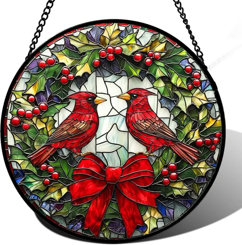 Vista 31 de DASTOLL Colgante de vidrio emplomado para ventana, diseño de lirio del valle, mariposa, atrapasol para puertas, hogar, atrapasoles decoración