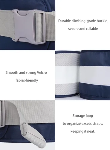 Vista 2 de Asiento de cadera para bebé, taburete de cintura para bebé con correa ajustable, bolsillo con hebilla, interior suave, enorme almacenamiento