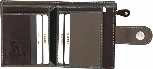 Vista 4 de Cartera de piel auténtica RFID para mujer, multicolor, 10 ranuras para tarjetas