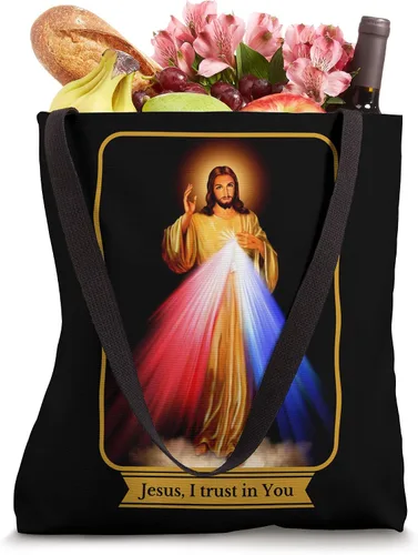 Vista 4 de Divine Mercy Jesus I Trust In You - Bolsa católica, Negro