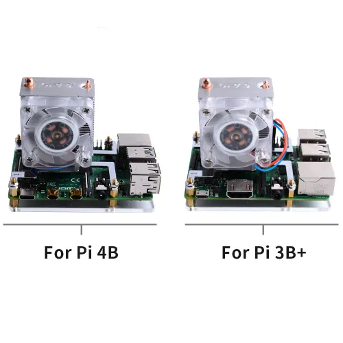 Vista 3 de GeeekPi Enfriador de torre ICE con ventilador de refrigeración RGB y disipador de calor para Raspberry Pi 4B/3B+/3B