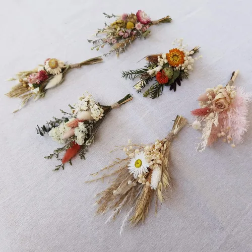 Vista 5 de Mini ramo de flores secas ramos secos de rosas buzón de regalo Boutonniere Pastel de flores BOHO (A)