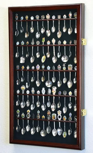 Vista 7 de Vitrina de 60 cucharas de gabinete de montaje en pared con 98% de protección UV bloqueable Acabado negro