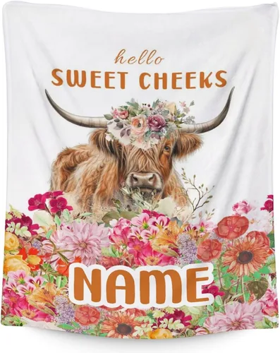 Vista 14 de Mercuryelf Highland Cow - Manta suave, mullida y cálida, 30 x 40 pulgadas, manta pequeña para regazo y cuna, color beige, bonito regalo para bebé