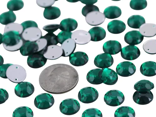 Vista 10 de Allstarco Cuentas de diamantes de imitación para coser con parte trasera plana de 0.472 in para manualidades, gemas redondas de plástico acrílico