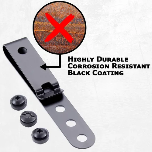 Vista 5 de HolsterSmith - Clip universal de metal para cinturón para hacer fundas, modelo 5, (3 agujeros), color negro táctico