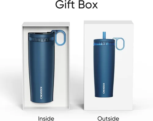 Vista 9 de KISSKIND Leakproof Iced Coffee Tumbler 20 oz, Insulated Ceramic Lined Cup Iced Coffee All Day, Leakproof, Ceramic-Lined Interior, Bag-Safe