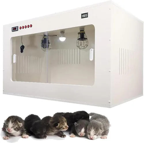 Vista 9 de Caja de incubadora de mascotas para perro, incubadora de cachorros con calefacción, soplado de circulación tridimensional, incubadora de gatos