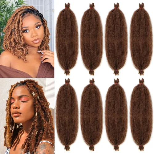 Vista 68 de Cabello de Envoltura Pre-Esponjado de 8 Pulgadas, 3 Paquetes, Cabello Afro Twist Pre-Separado Elástico para Locs, Cabello Afro Twist Negro Natural