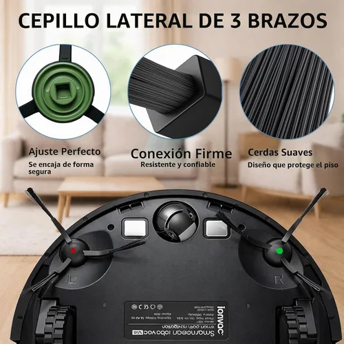 Vista 5 de SmartClean V4 7997 Accesorios para Ionvac SmartClean V4 Kit de piezas de repuesto para aspiradora robot de vaciado, 2 cepillos principales