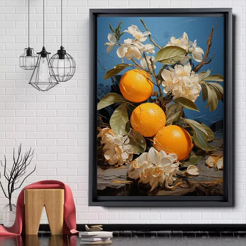 Vista 5 de Harvest print Textured Wall Art Square Canvas Art Vibrant Orange Fruit print Living Room Wall Decor Nature Inspired Wall Decor