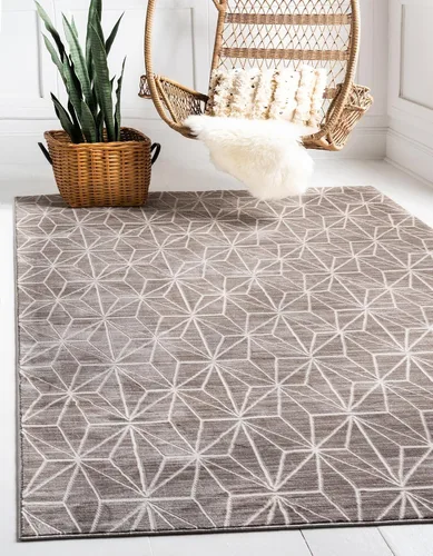 Vista 32 de Unique Loom Uptown Collection by Jill Zarin Collection - Alfombra geométrica moderna azul (1' 8 x 1' 8)