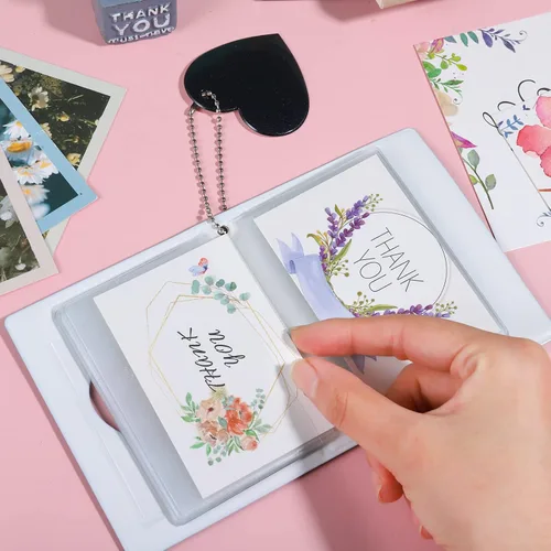 Vista 5 de FRIUSATE Libro de soporte para tarjetas fotográficas Kpop de 3 pulgadas, mini álbum de fotos con carpeta de tarjetas fotográficas tipo espejo, 32