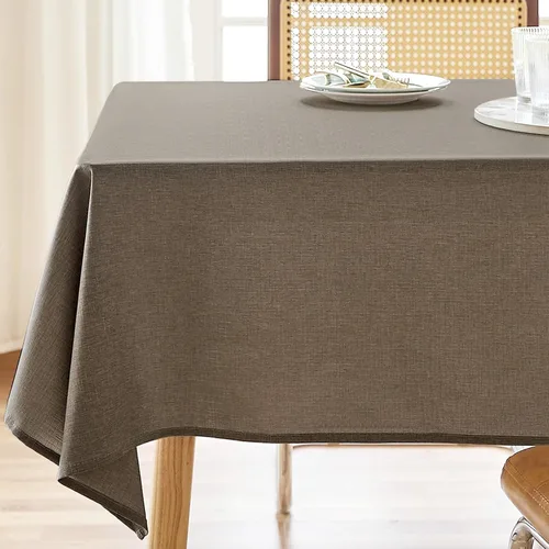 Vista 29 de AUSSPVOCT 2 manteles de lino texturizado para mesa rectangular, 52 x 70 pulgadas, mantel rectangular impermeable, lavable, tela para mesa