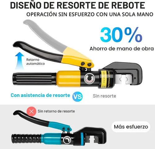 Vista 3 de YUZES Herramienta de Prensado Hidráulica de 10 Toneladas, Herramienta de Crimpado de Cable de Batería de 12 AWG a 2/0 con 9 Troqueles, Kit