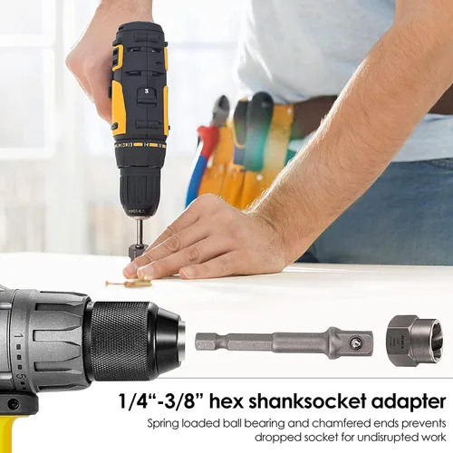 Vista 4 de XEWEA Juego de 26 extractores de tornillos y pernos con broca izquierda, con adaptador hexagonal, herramientas de impacto fácil de salir, removedor