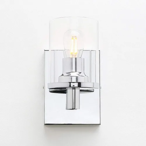 Vista 6 de Pathson Juego de 2 apliques de pared cableados, luces de tocador de pared de baño con vidrio transparente y base E26, accesorios de montaje en pared