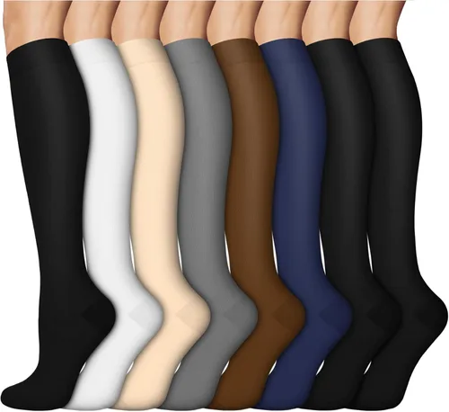 Vista 11 de ACTINPUT 8 Pares de Calcetines de Compresión para Mujeres y Hombres, Medias de Compresión de Soporte para Médico, Correr, Atletismo